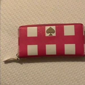 Kate Spade Pink Checker Place Lacey ZIP Wallet